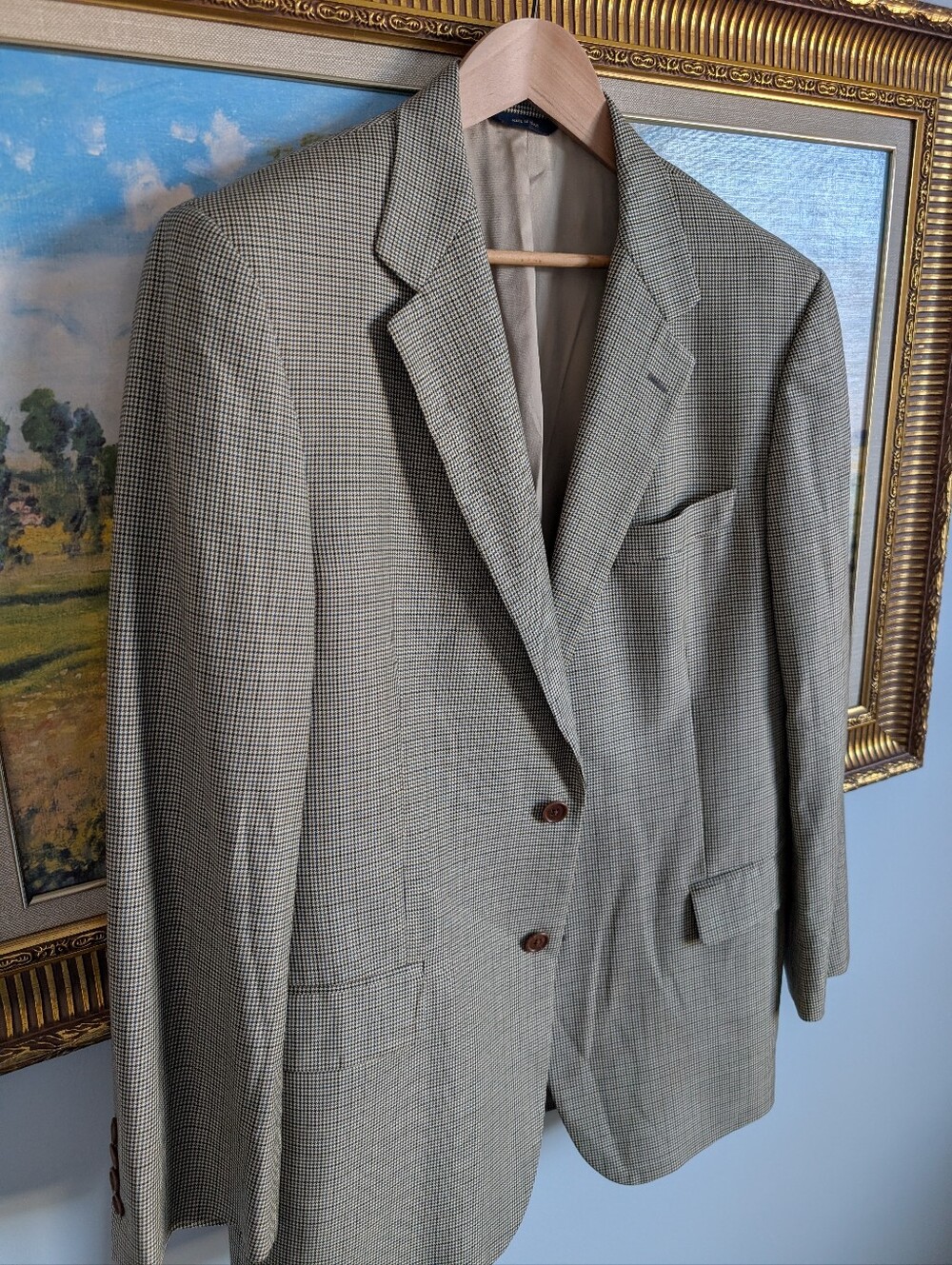 Brooks Brothers Loro Piana Wool Tan Glen Plaid Sport Coat 44R